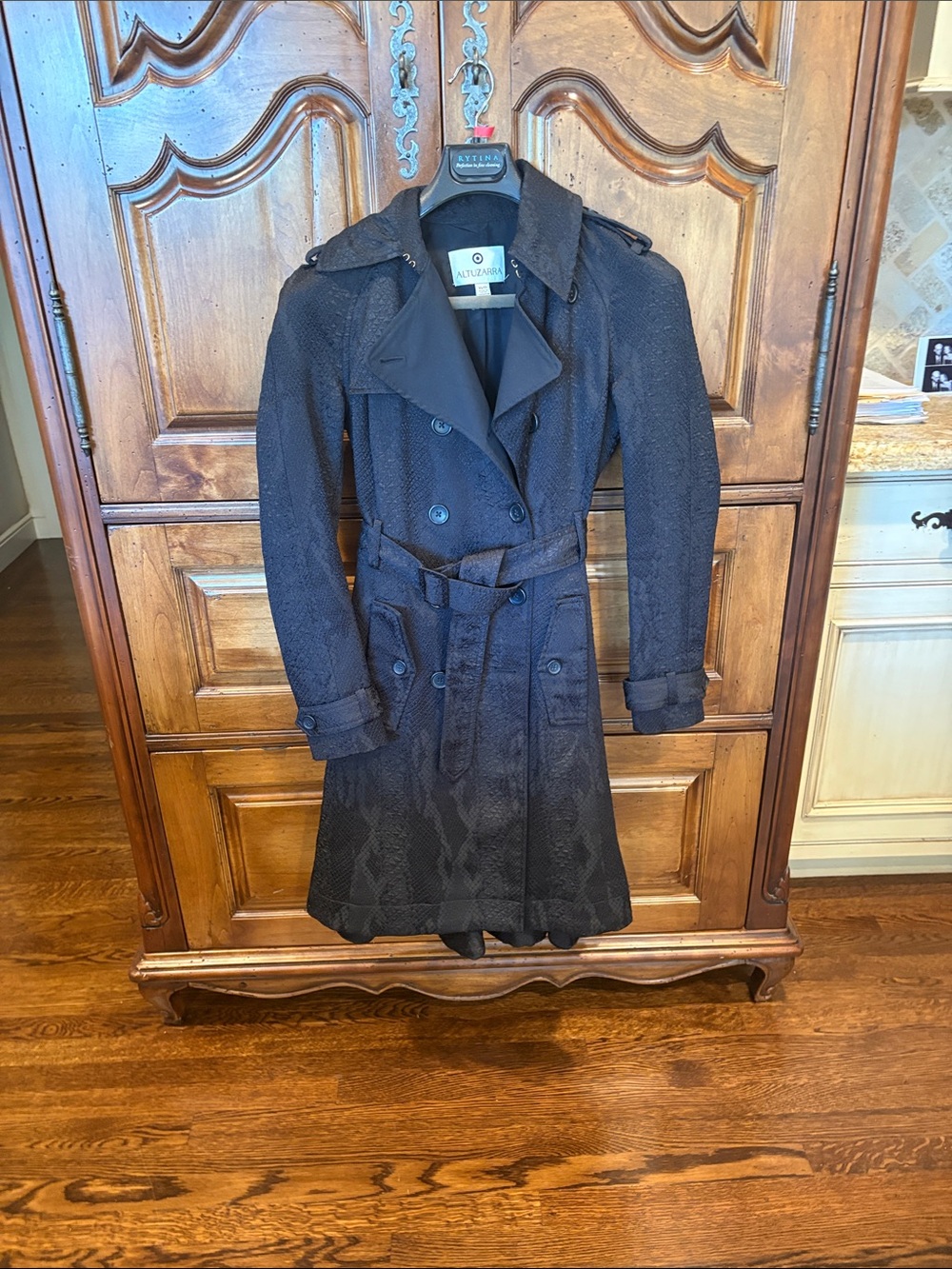 Altuzarra for Target Women’s Textured Black Trench Coat with Buttons and Belt XS